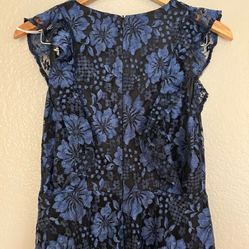 Molinetto Navy Blue Lace Ruffled Tiered Sleeveless Maxi Dress - Picture 7 of 9